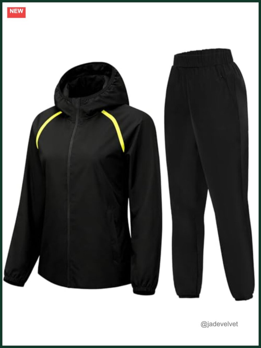 Women's Waterproof Rain Suit Jacket with Pants Hooded Windproof Hiking